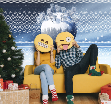 Mural de pared navidad emojis festivos divertidos - TenVinilo