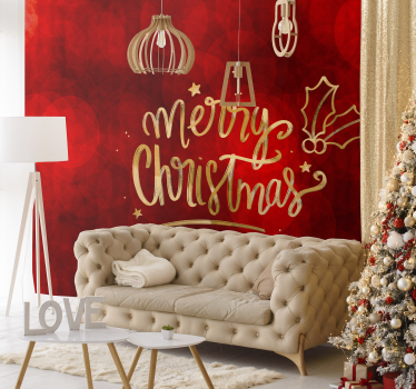 Mural de pared navidad saludo festivo - TenVinilo