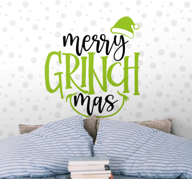 Mural de pared navidad saludo festivo del grinch - TenVinilo