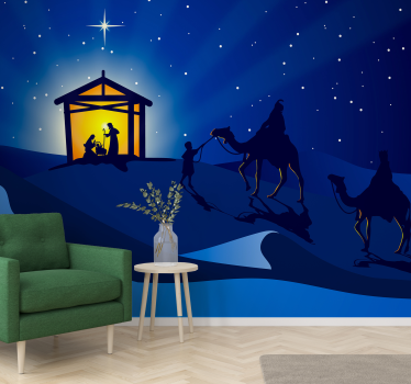 Mural de pared navidad silueta del belén - TenVinilo
