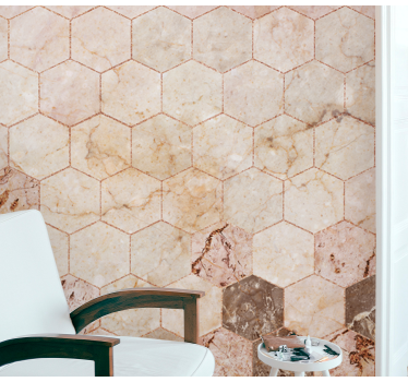 Mural de pared piedra patrón de mármol hexagonal - TenVinilo