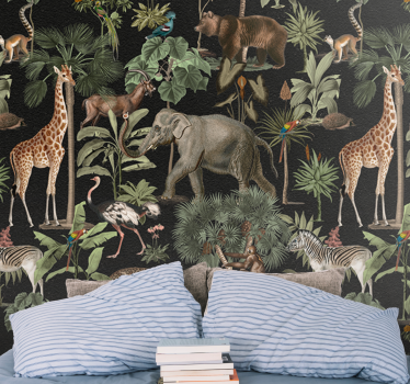 Mural habitación matrimonio safari de vida salvaje - TenVinilo