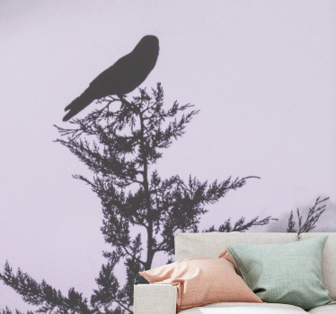 Mural habitación matrimonio silueta de pájaro - TenVinilo