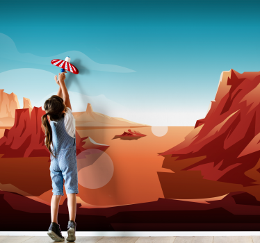 Mural infantil desierto dibujado - TenVinilo