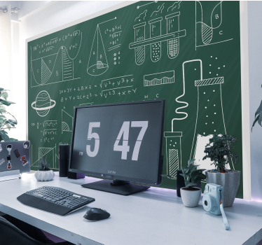 Mural para habitación juvenil pizarra fórmulas químicas - TenVinilo