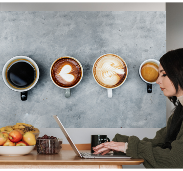 Mural para cocina moderno cuatro cafés - TenVinilo