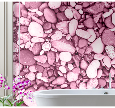 Mural para baño arreglo de guijarros rosados - TenVinilo
