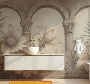 Mural para baño arcos botánicos - TenVinilo
