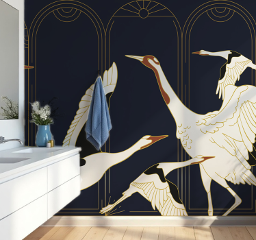 Mural para baño grúa elegante - TenVinilo
