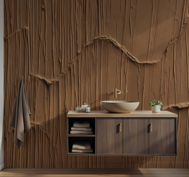 Mural para baño papel pintado abstracto marrón - TenVinilo