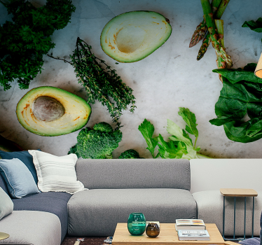 Mural para cocina arreglo fresco de aguacates - TenVinilo