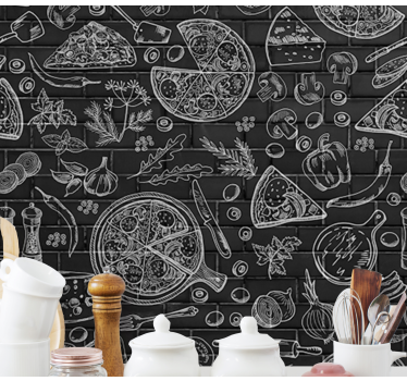 Mural para cocina ilustración de delicias culinarias - TenVinilo