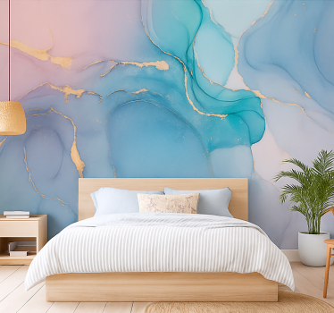 Mural para dormitorio juvenil efecto de aguas tranquilas - TenVinilo