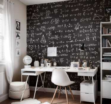 Mural para habitación juvenil diseño pizarra de matemáticas - TenVinilo