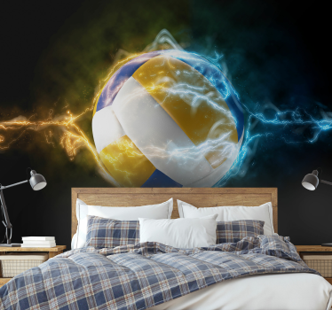 Mural para dormitorios pelota volley eléctrica - TenVinilo