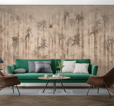 Mural pared salón bosque de bambú vintage - TenVinilo