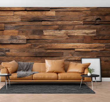 Mural pared salón madera de madera - TenVinilo