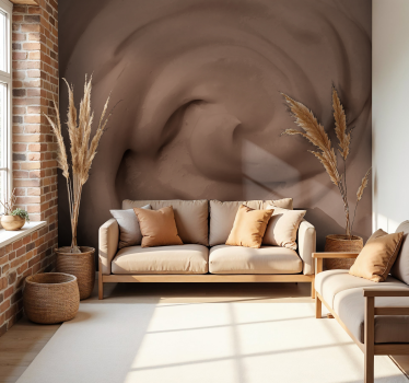 Papel pintado salón mural imitación crema Mocha Mousse - TenVinilo