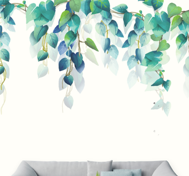 Mural pared salón vides verdes y exuberantes - TenVinilo