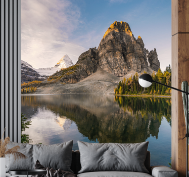 Mural pared salón vista reflejada de la montaña - TenVinilo