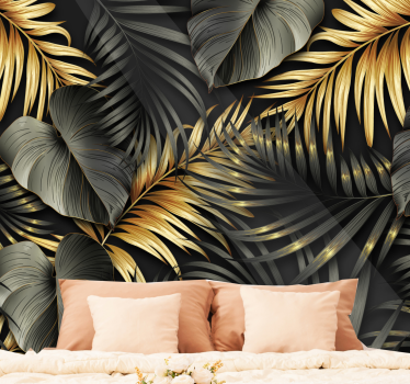 Mural de pared selva hojas doradas - TenVinilo