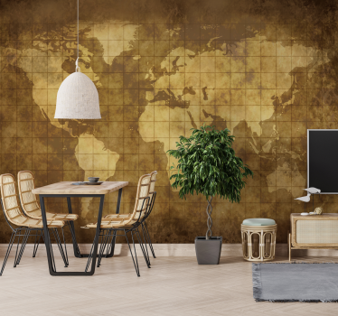 Mural pared vintage mapa del mundo para niños - TenVinilo