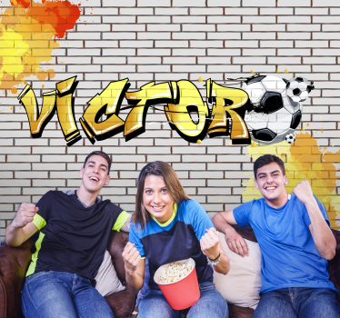 Mural habitación juvenil graffiti de fútbol - TenVinilo