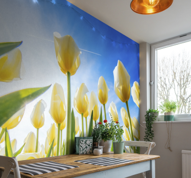 Mural de pared de pared paisaje de tulipán amarillo - TenVinilo