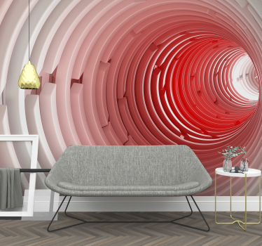 Fotomural 3d tunel luz roja abstracto - TenVinilo