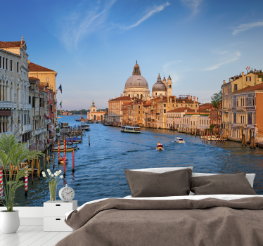 Mural pared dormitorio ciudad canales de Venecia atardecer - TenVinilo