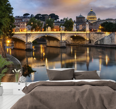 Papel mural ciudad Italia puente Tevere - TenVinilo