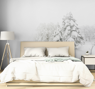 Papel pintado dormitorio bosque tormenta invierno - TenVinilo