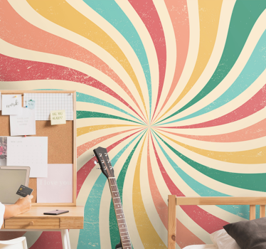 Papel pintado 3d olas de color espiral - TenVinilo