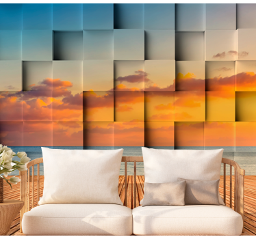 Papel pintado 3d vista del océano al atardecer - TenVinilo