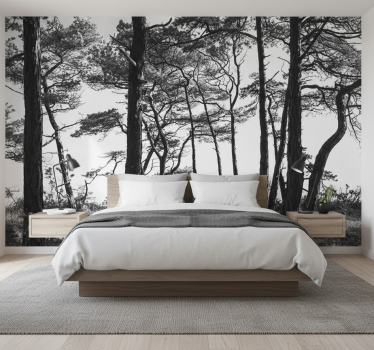 Papel pintado bosque bosque de pinos tinta - TenVinilo