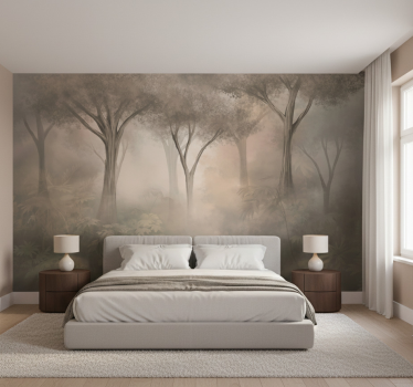 Papel pintado bosque bosque sepia nebuloso - TenVinilo