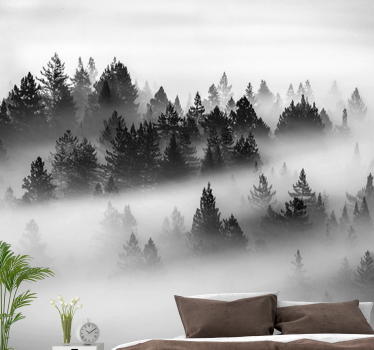 Papel pintado bosque bosques de pinos brumosos - TenVinilo