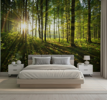 Papel pintado bosque bosques del sol radiante - TenVinilo