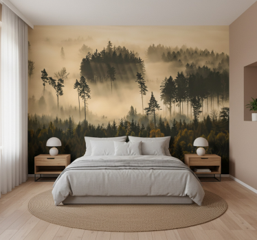 Papel pintado bosque bruma etérea de la mañana - TenVinilo