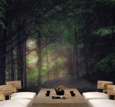 Papel pintado bosque camino serene - TenVinilo