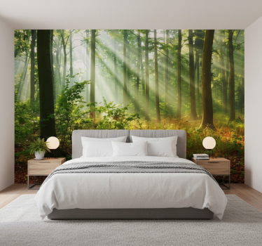 Papel pintado bosque luz natural en el bosque - TenVinilo