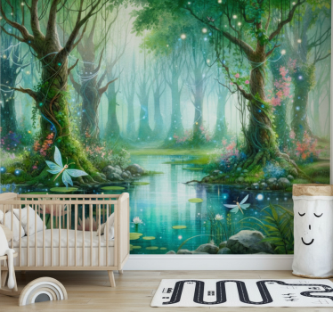Papel pintado bosque mural de hadas caprichosas - TenVinilo