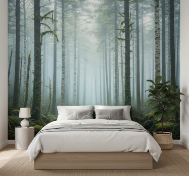 Papel pintado bosque mural de neblina atmosférica - TenVinilo