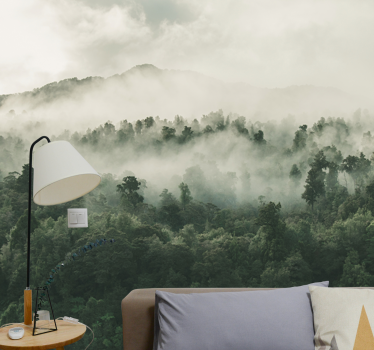 Papel pintado bosque niebla desde arriba - TenVinilo