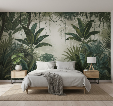 Papel pintado bosque retiro de selva retro - TenVinilo