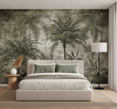Papel pintado bosque selva de palmas minimalista - TenVinilo
