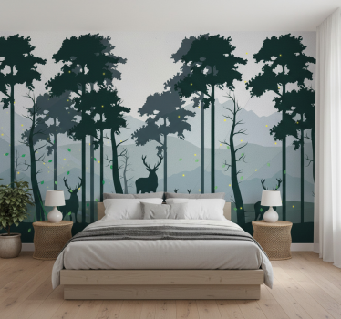 Papel pintado bosque silueta bosque escandinavo - TenVinilo