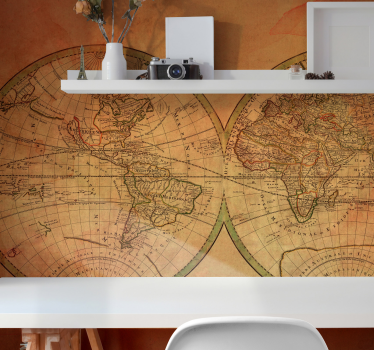 Papel pintado mapamundi atlas global retro - TenVinilo