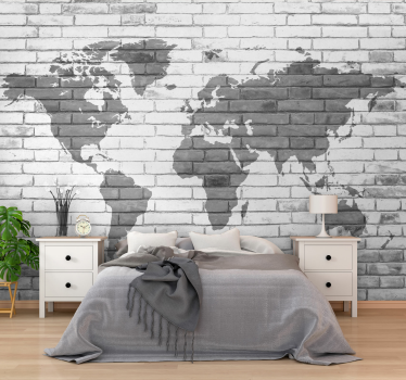 Papel pintado mapamundi contorno del mapa global - TenVinilo