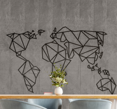 Papel pintado mapamundi contorno geométrico - TenVinilo